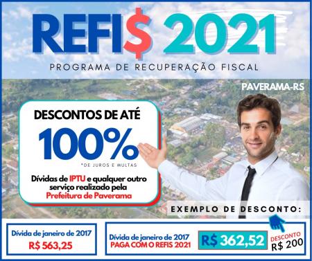REFIS 2021 - Contribuinte em débito com o município pode pagar sua dívida sem pagar juros e multas REFIS 2021 - Contribuinte em débito com o município pode pagar sua dívida sem pagar juros e multas