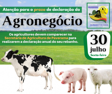 Declaração anual de rebanho deve ser feita até a próxima sexta-feira (30) Declaração anual de rebanho deve ser feita até a próxima sexta-feira (30)