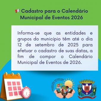 📌 Cadastro para o Calendário Municipal de Eventos 2026