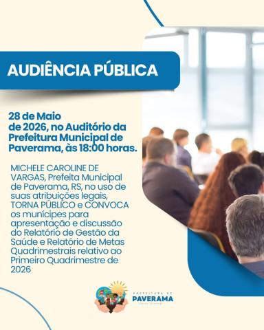 Município realiza Audiência Pública nesta quinta-feira 