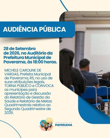 Município terá Audiência Pública na próxima segunda-feira
